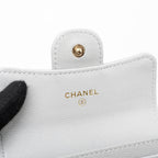 CHANEL CLASSIC FLAP CARD HOLDER CAVIAR LIGHT GREY LGHW