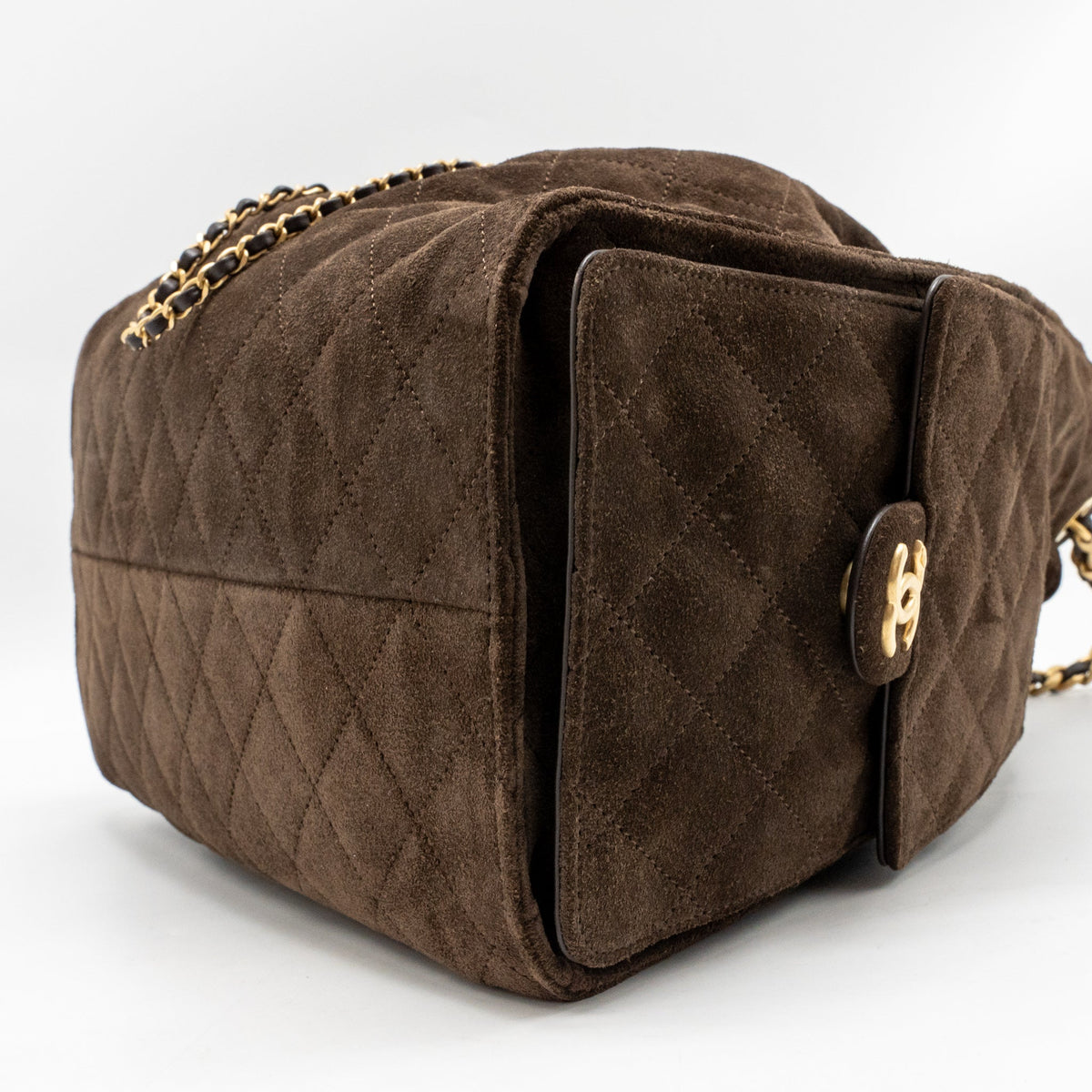 Chanel Medium 25 bag suede leather brown GHW (microchip)