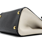 PRADA TOTE BAG SAFFIANO CALFSKIN BLACK / WHITE GHW