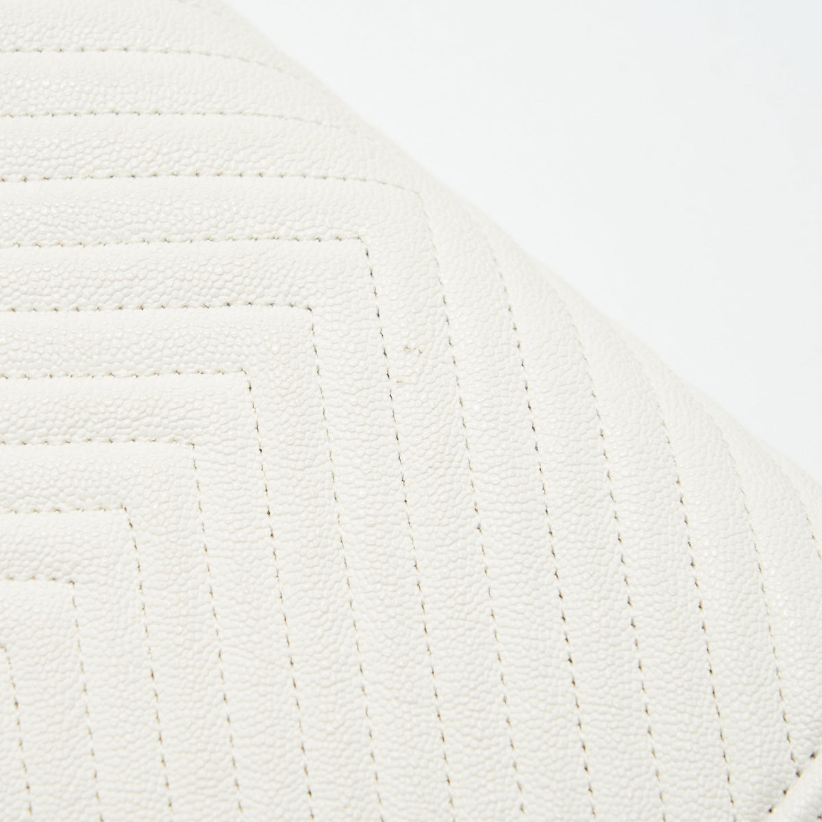 CHANEL CHEVRON CAVIAR WALLET ON CHAIN IVORY LGHW
