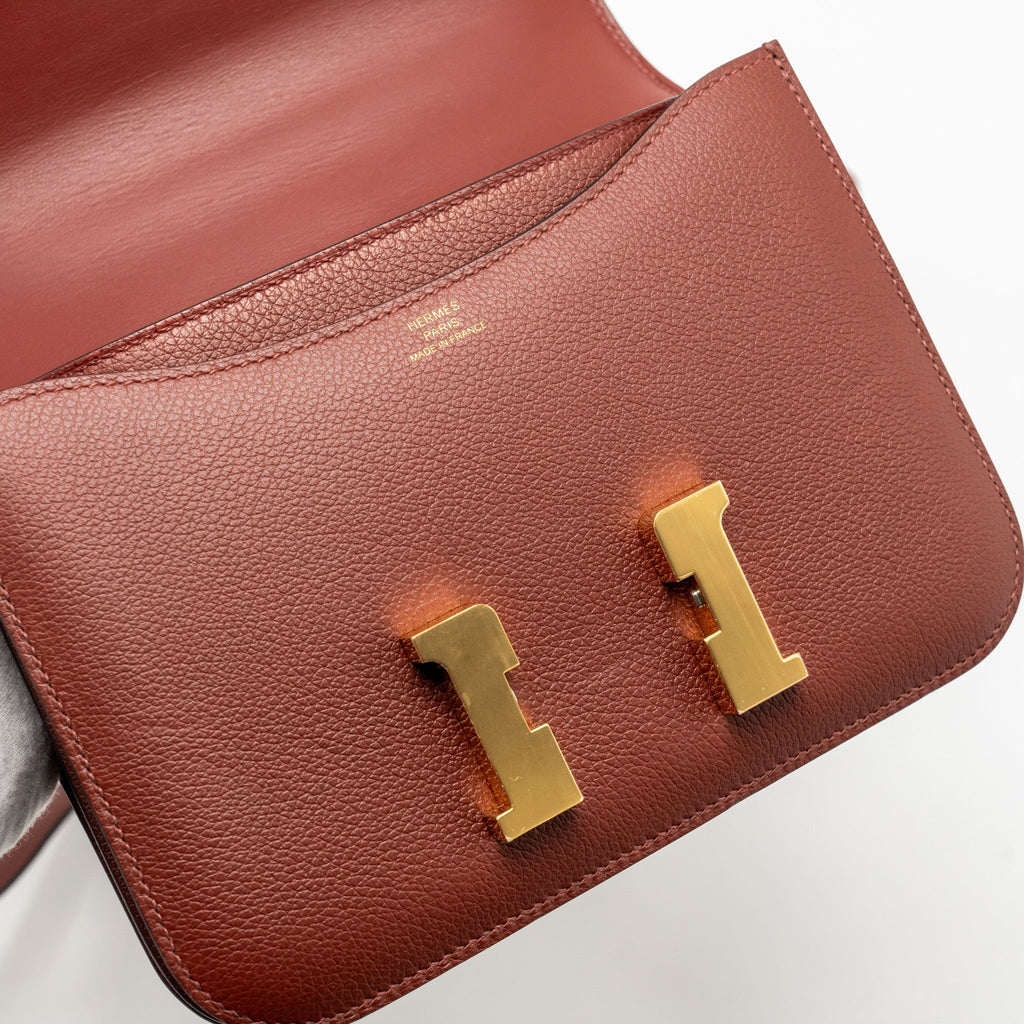 Hermes Mini Constance Evercolor Rouge H GHW
