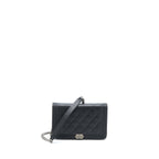 CHANEL BOY WALLET ON CHAIN CAVIAR BLACK RUTHENIUM HARDWARE (MICROCHIP)