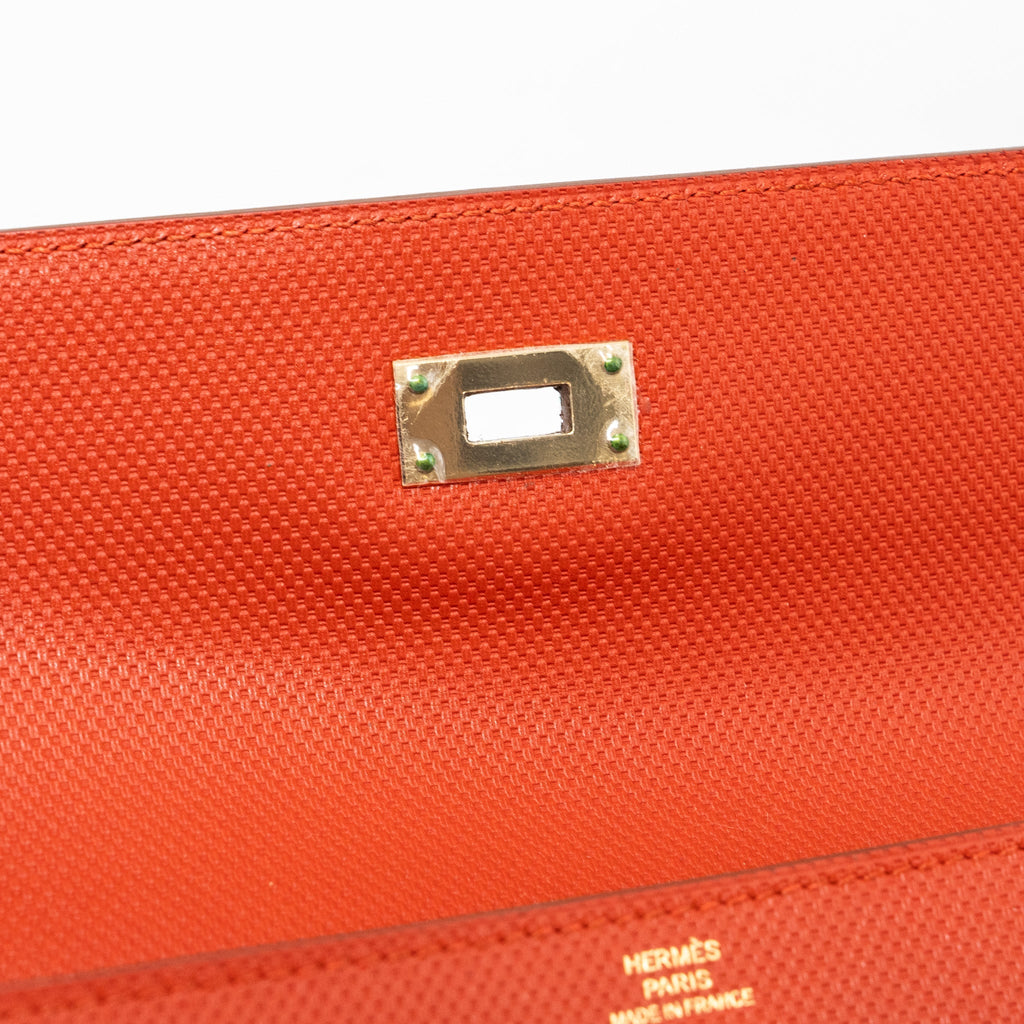 Hermes Kelly Long Wallet Grain Sanguine GHW