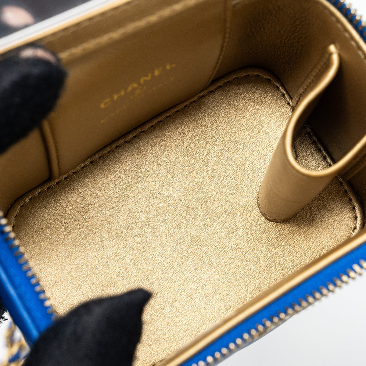 CHANEL PEARL CRUSH MINI VANITY LAMBSKIN BLUE GHW(MICROCHIP)