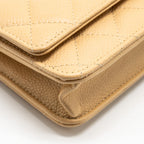 CHANEL CLASSIC WALLET ON CHAIN CAVIAR BEIGE SHW (MICROCHIP)