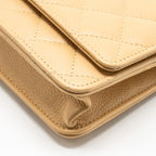 CHANEL CLASSIC WALLET ON CHAIN CAVIAR BEIGE SHW (MICROCHIP)