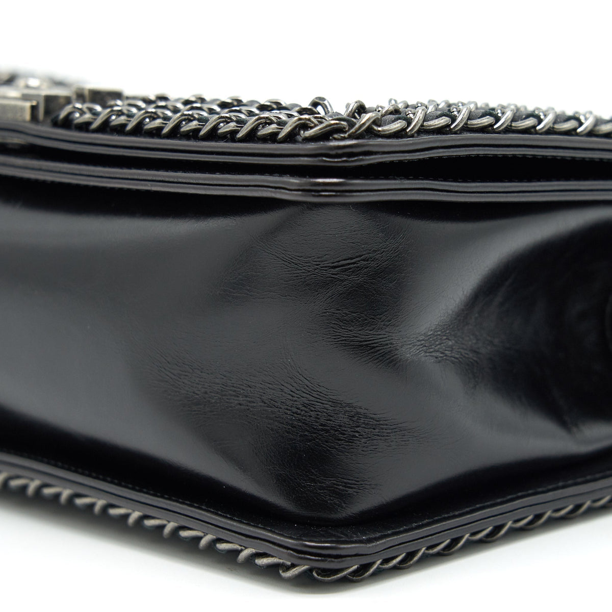 CHANEL OLD MEDIUM LEBOY BAG WITH CHAIN EDGE BLACK