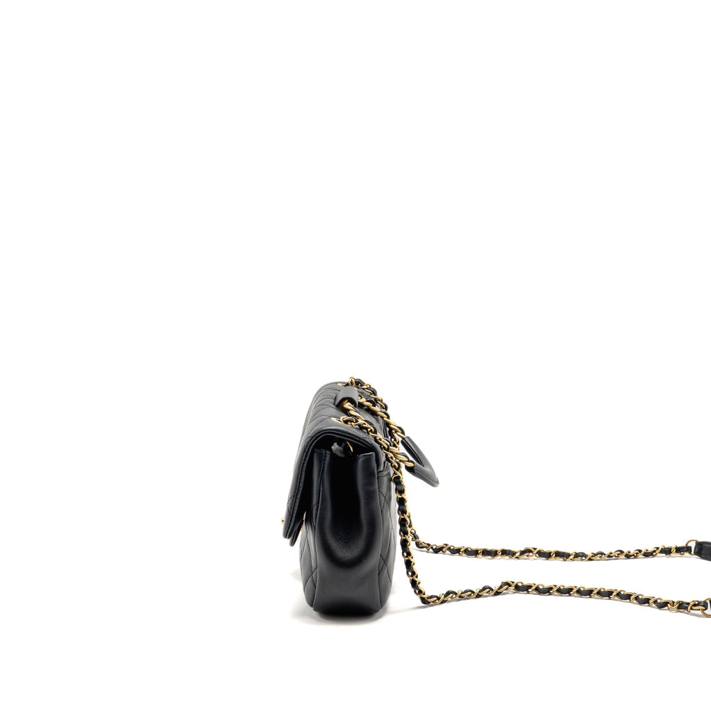 Chanel Loop Top Handle Flap Bag Lambskin Black GHW