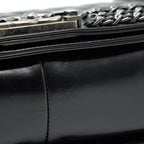 CHANEL OLD MEDIUM LEBOY BAG WITH CHAIN EDGE BLACK