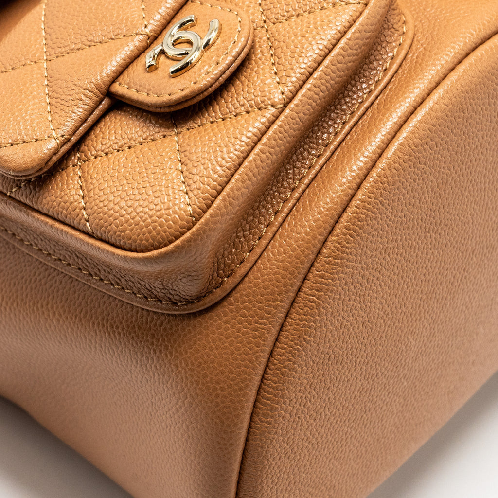 CHANEL TRIPLE PACK BACKPACK CAVIAR CARAMEL LGHW (MICROCHIP)