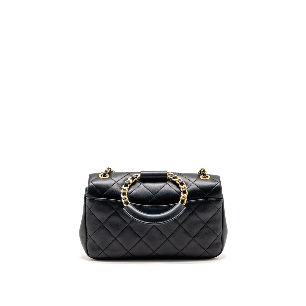 Chanel Loop Top Handle Flap Bag Lambskin Black GHW