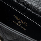 CHANEL MINI TOP HANDLE FLAP BAG CAVIAR BLACK LGHW (MICROCHIP)
