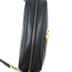 GUCCI GG MARMONT CAMERA BAG BLACK BRUSHED GHW
