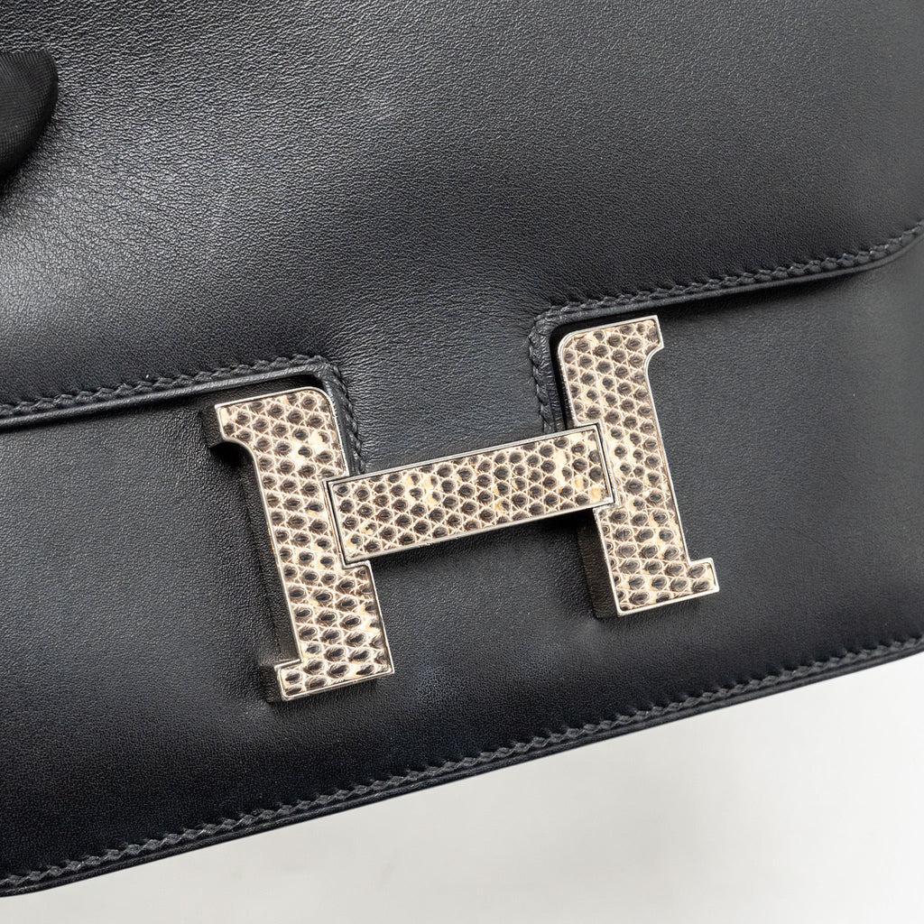 Hermes Mini Constance Monsieur Leather / Lizard Black / Ombré