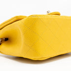 CHANEL CLASSIC MINI SQUARE FLAP BAG CAVIAR YELLOW LGHW