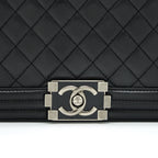 CHANEL MEDIUM BOY BAG CALFSKIN BLACK RUTHENIUM/BLACK HARDWARE