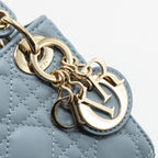 DIOR MICRO LADY DIOR BAG CANNAGE LAMBSKIN CLOUD BLUE LGHW