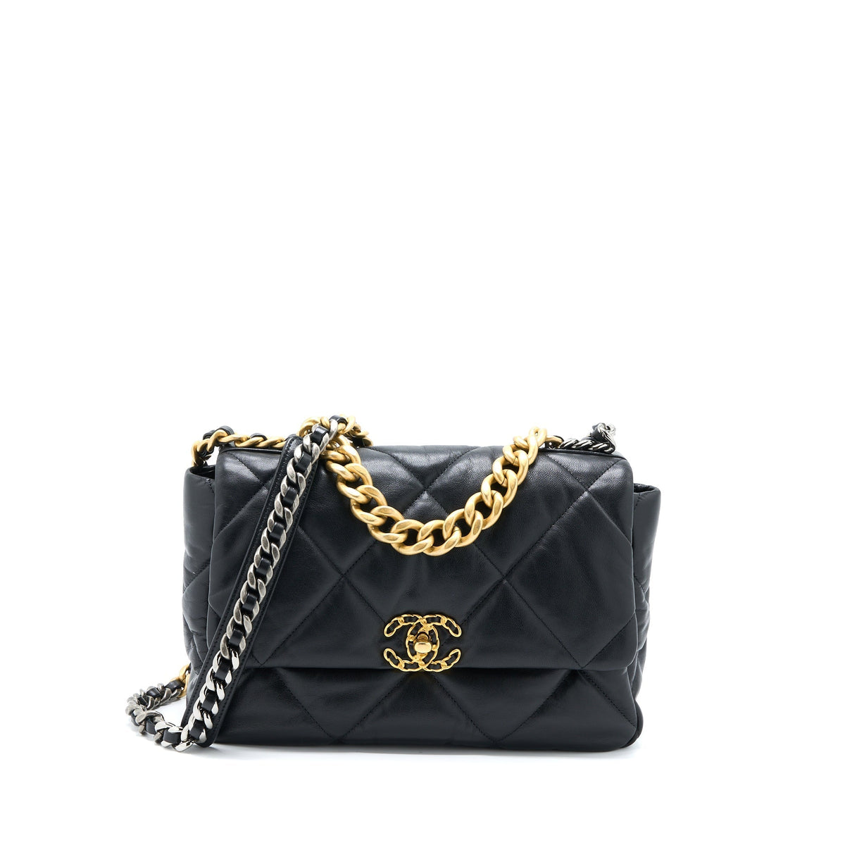 CHANEL MEDIUM 19 BAG GOATSKIN BLACK MULTICOLOUR HARDWARE