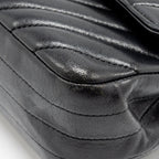 CHANEL MEDIUM CLASSIC DOUBLE FLAP BAG CHEVRON LAMBSKIN BLACK LGHW