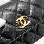 CHANEL COCO LOVE MINI FLAP WALLET WITH CHAIN CAVIAR BLACK GHW (MICROCHIP)