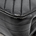 CHANEL MEDIUM CLASSIC DOUBLE FLAP BAG CHEVRON LAMBSKIN BLACK LGHW
