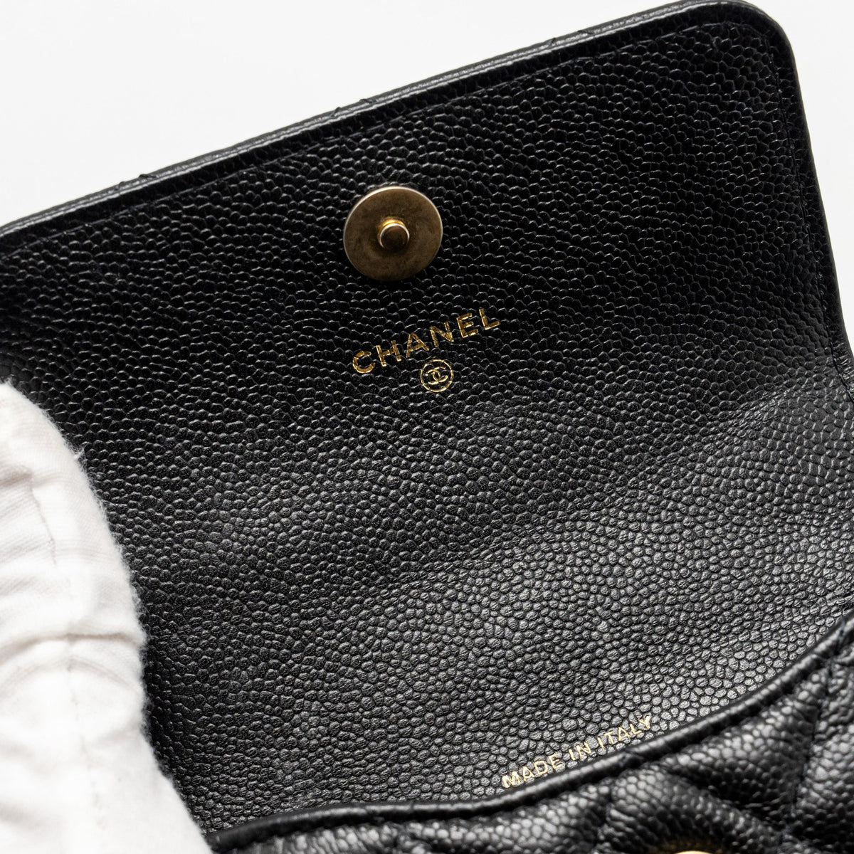 CHANEL COCO LOVE MINI FLAP WALLET WITH CHAIN CAVIAR BLACK GHW (MICROCHIP)