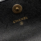CHANEL COCO LOVE MINI FLAP WALLET WITH CHAIN CAVIAR BLACK GHW (MICROCHIP)