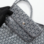 GOYARD SAINT LOUIS PM TOTE BAG GOYARDINE CANVAS/CALFSKIN GREY SHW