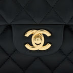 CHANEL MEDIUM CLASSIC DOUBLE FLAP BAG LAMBSKIN BLACK LGHW (MICROCHIP)