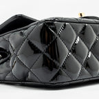 CHANEL MINI RECTANGULAR FLAP BAG PATENT BLACK LGHW