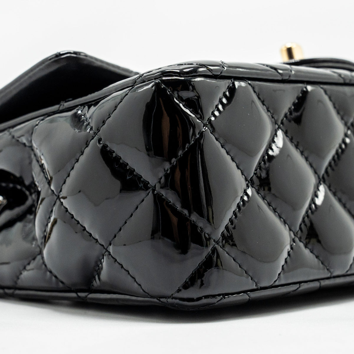 CHANEL MINI RECTANGULAR FLAP BAG PATENT BLACK LGHW