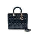 Dior Large Lady Dior Cannage Patent Blue SHW