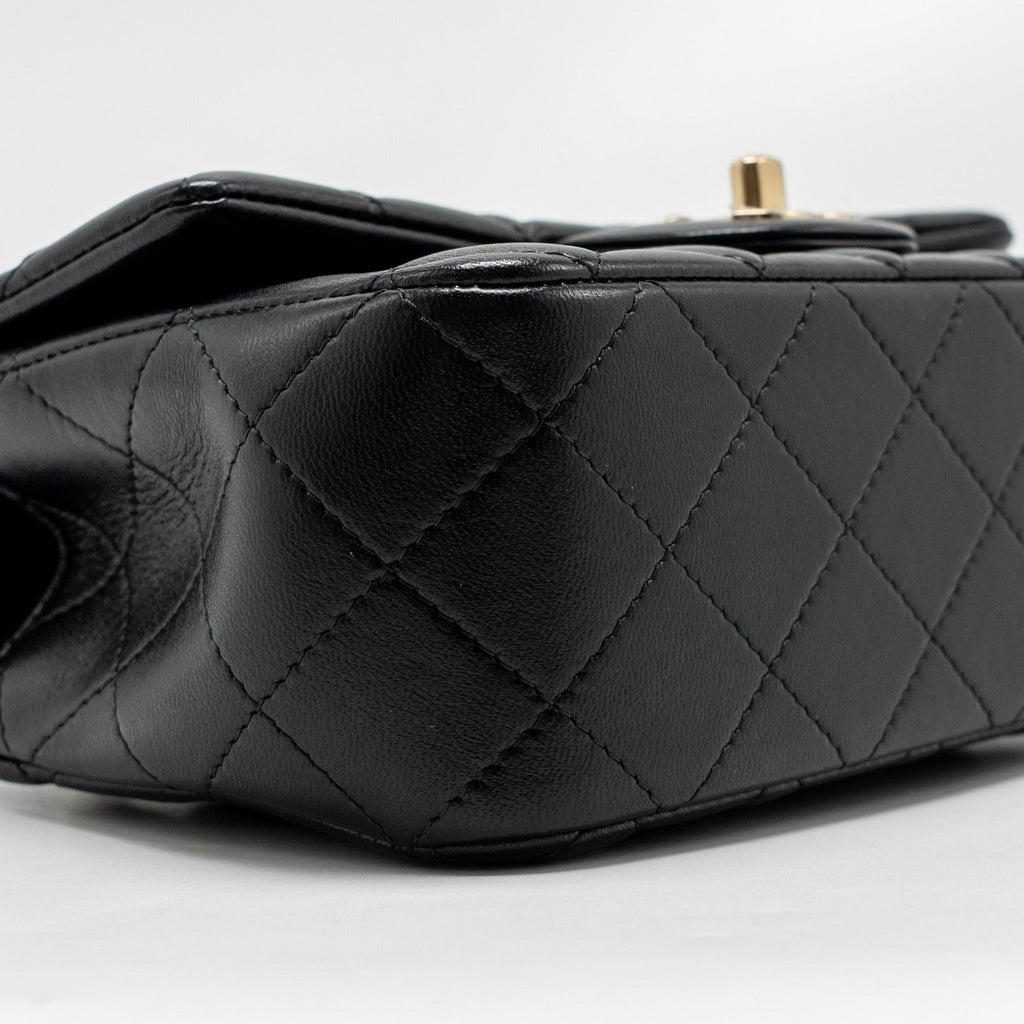CHANEL TOP HANDLE MINI RECTANGULAR LAMBSKIN BLACK LGHW (MICROCHIP)