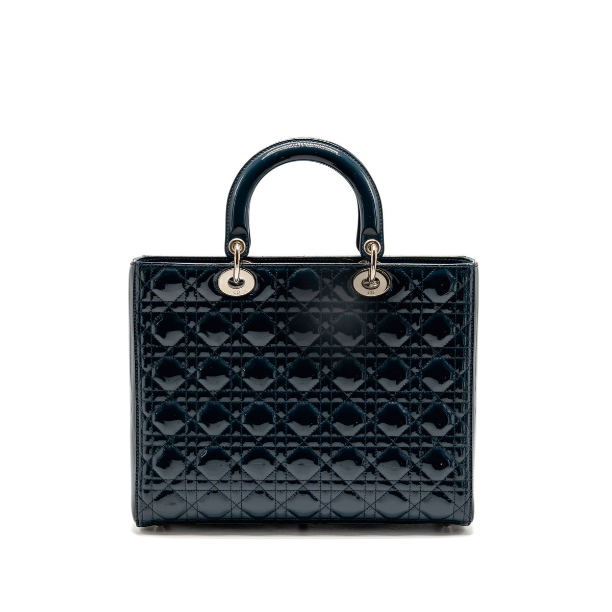 Dior Large Lady Dior Cannage Patent Blue SHW