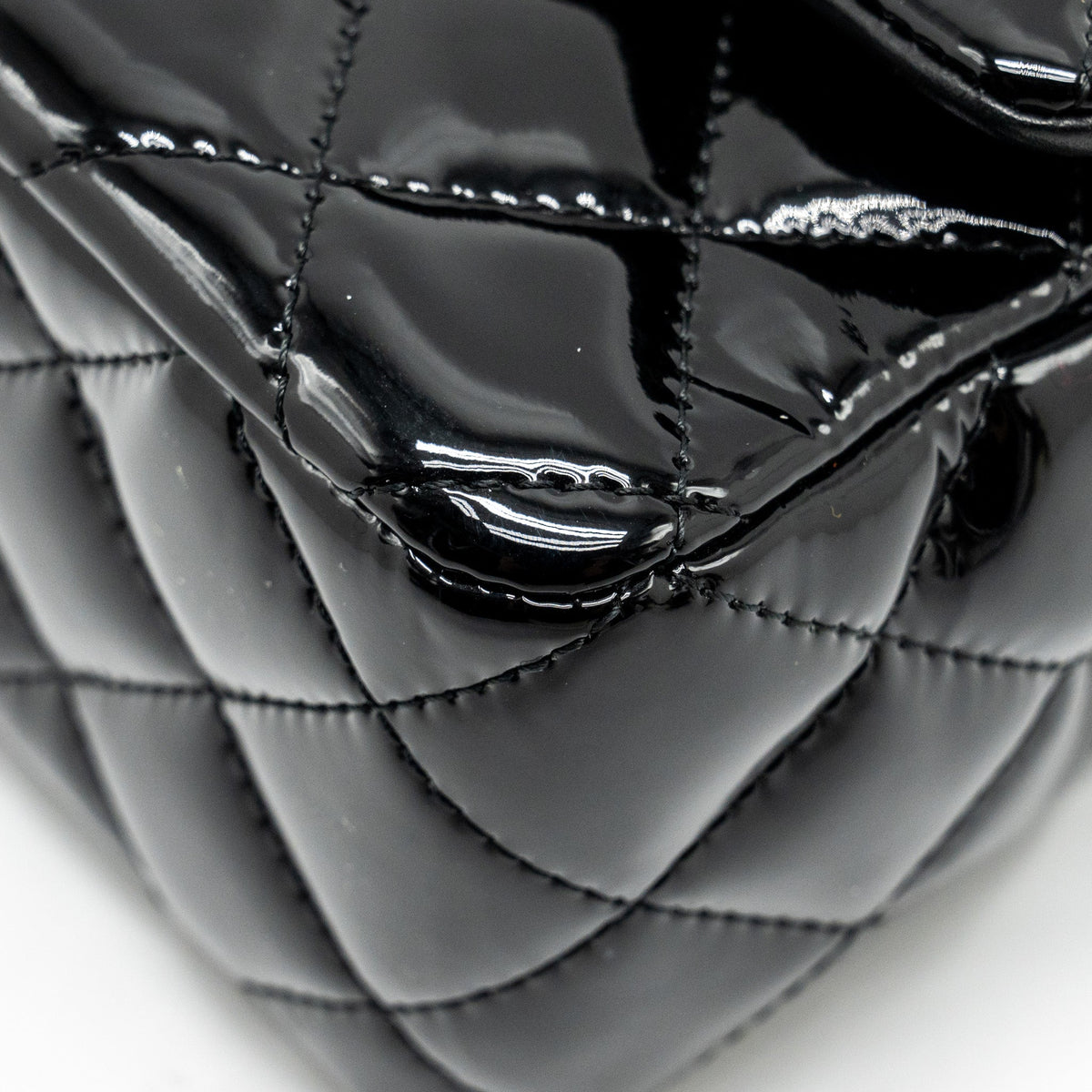 CHANEL MINI RECTANGULAR FLAP BAG PATENT BLACK LGHW