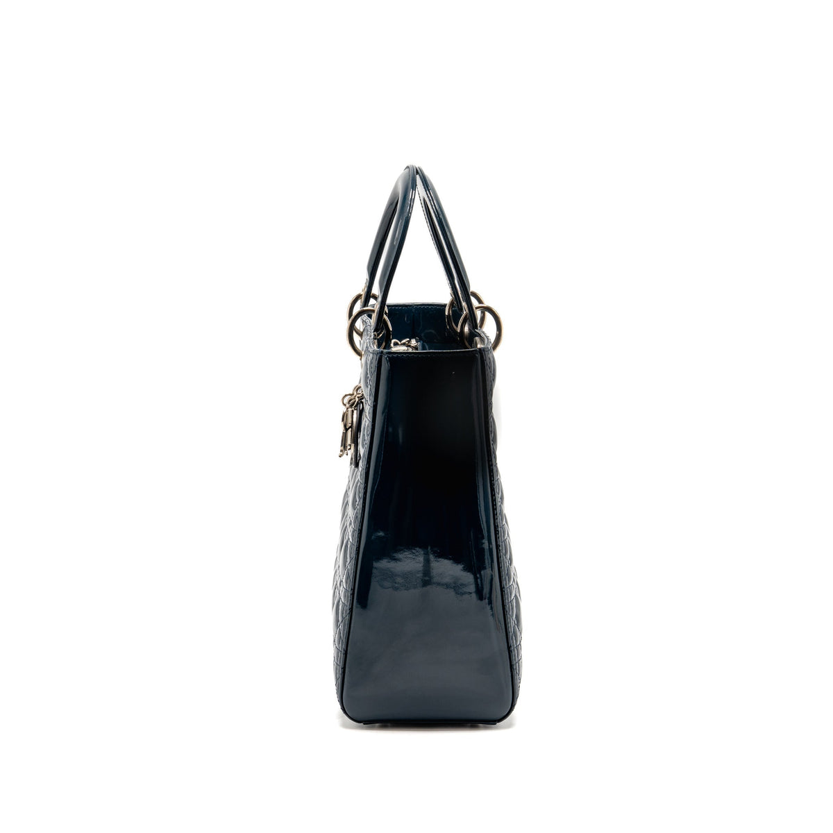 Dior Large Lady Dior Cannage Patent Blue SHW