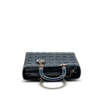 Dior Large Lady Dior Cannage Patent Blue SHW