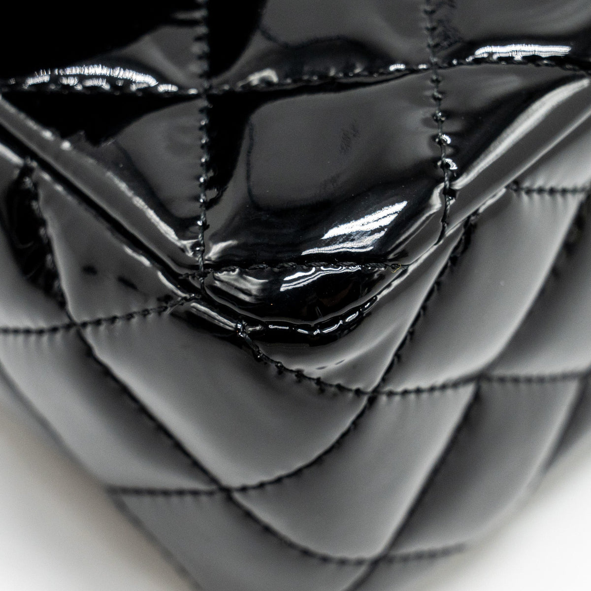 CHANEL MINI RECTANGULAR FLAP BAG PATENT BLACK LGHW