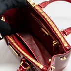 PRADA SMALL GALLERIA BAG PATENT CHERRY GHW