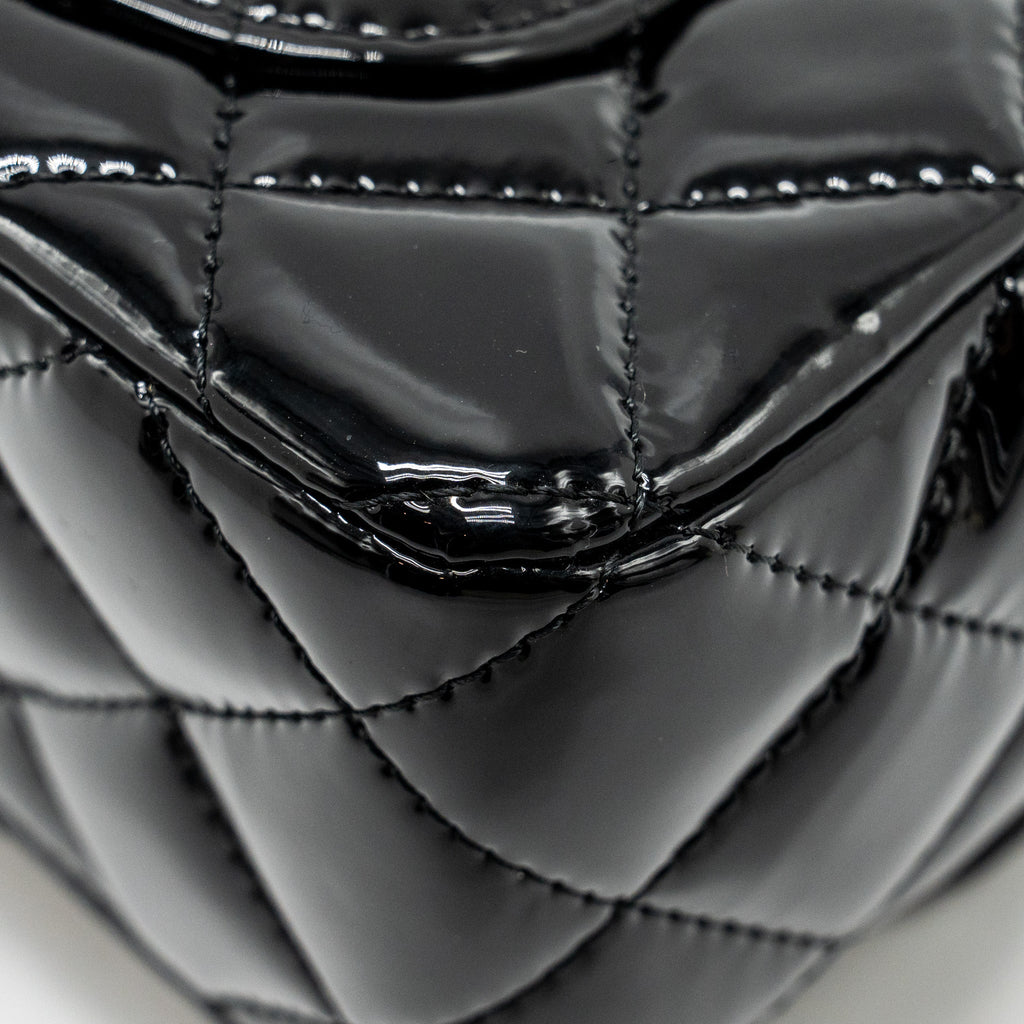 CHANEL MINI RECTANGULAR FLAP BAG PATENT BLACK LGHW