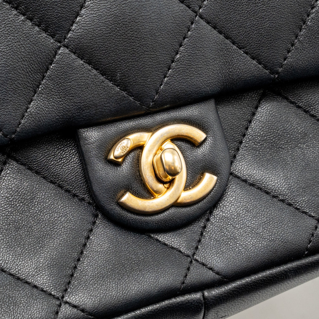 Chanel Loop Top Handle Flap Bag Lambskin Black GHW
