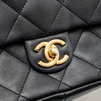 Chanel Loop Top Handle Flap Bag Lambskin Black GHW