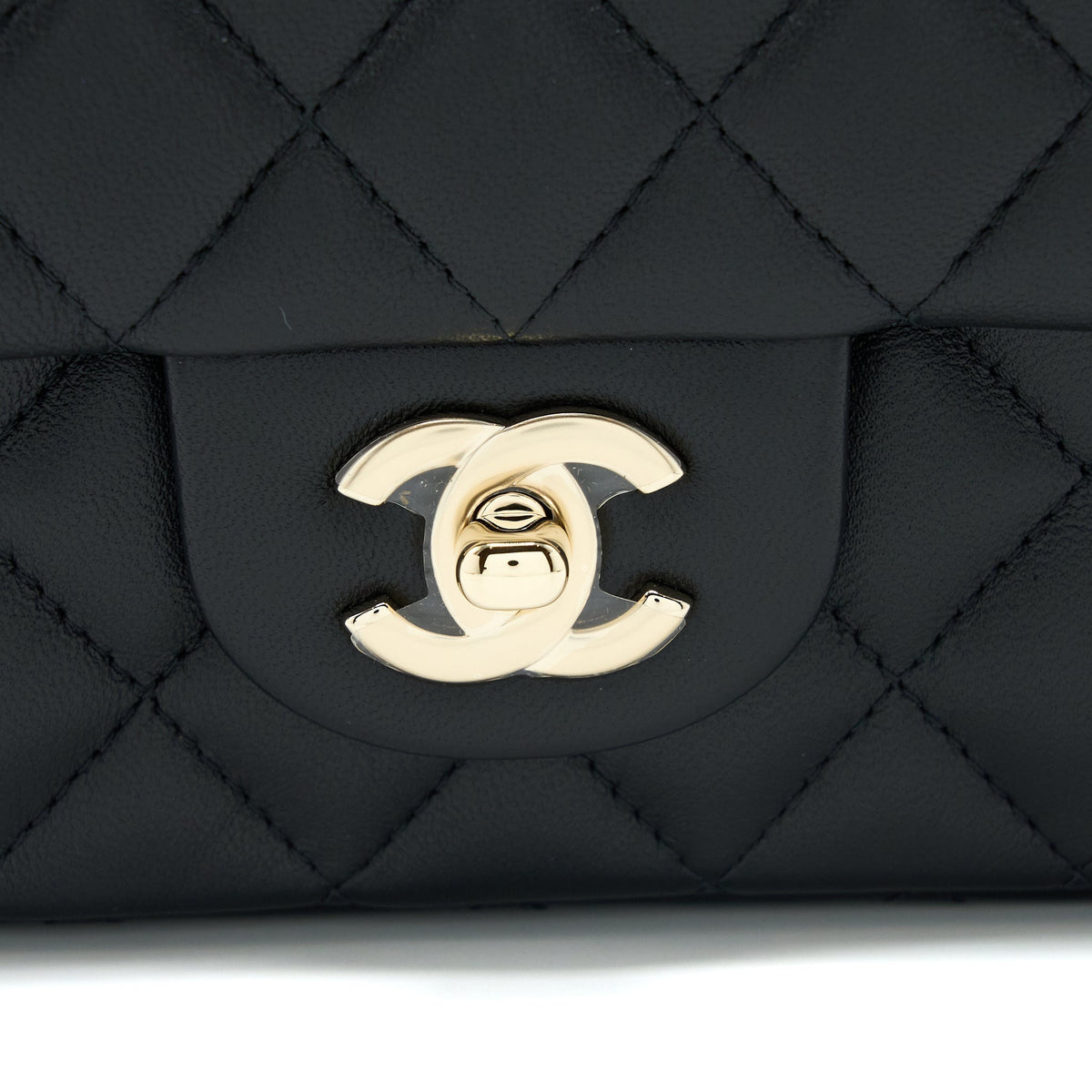 CHANEL TOP HANDLE MINI RECTANGULAR FLAP BAG LAMBSKIN BLACK LGHW (MICROCHIP)