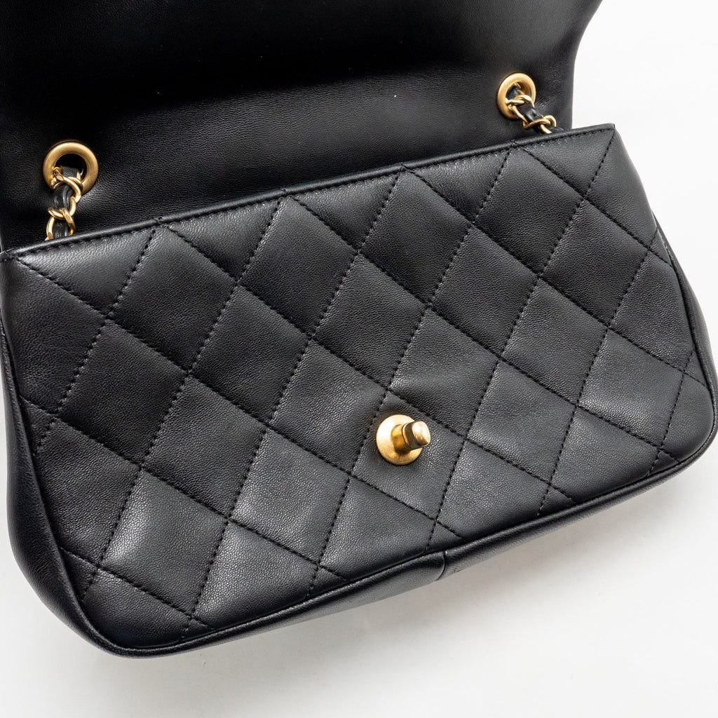 Chanel Loop Top Handle Flap Bag Lambskin Black GHW