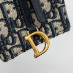 DIOR SADDLE PHONE POUCH DIOR OBLIQUE JACQUARD BLUE GHW