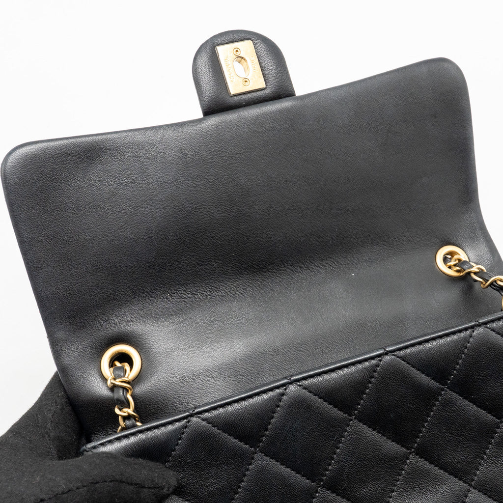 Chanel Loop Top Handle Flap Bag Lambskin Black GHW