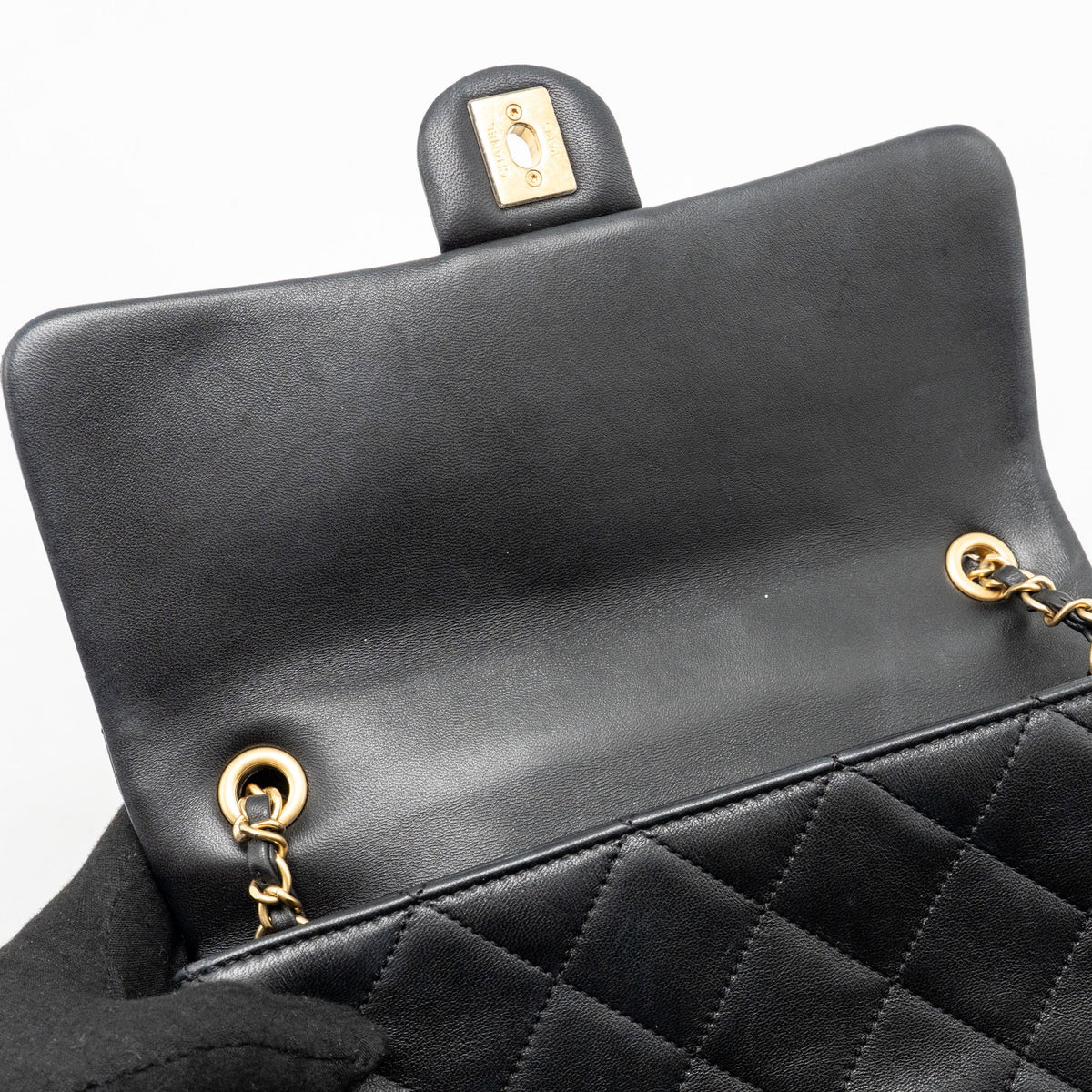 Chanel Loop Top Handle Flap Bag Lambskin Black GHW
