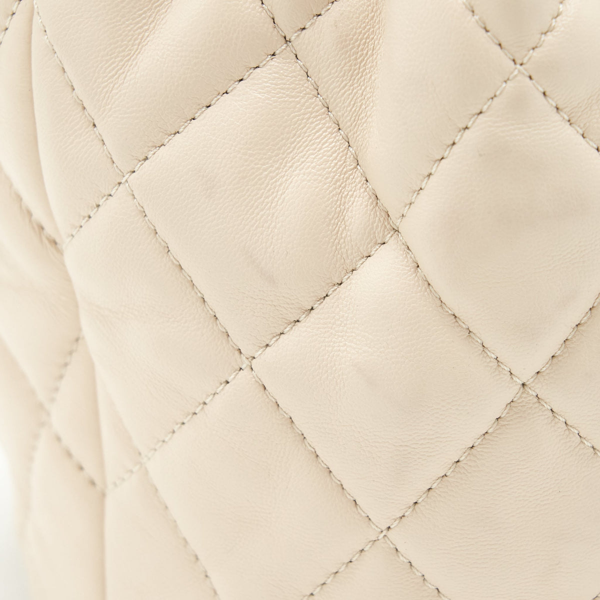 CHANEL BUTTON BUCKET CROSSBODY BAG LAMBSKIN WHITE GHW