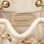 CHANEL BUTTON BUCKET CROSSBODY BAG LAMBSKIN WHITE GHW