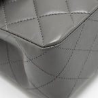 CHANEL SMALL CLASSIC DOUBLE FLAP BAG LAMBSKIN GREY LGHW (MICROCHIP)
